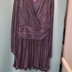 EUC Lilly Pulitzer Metallic Pleated Long Sleeve Mini Dress – Size XL